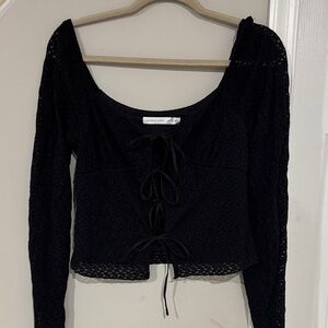 Altar'd State Black Lace-Up Blouse